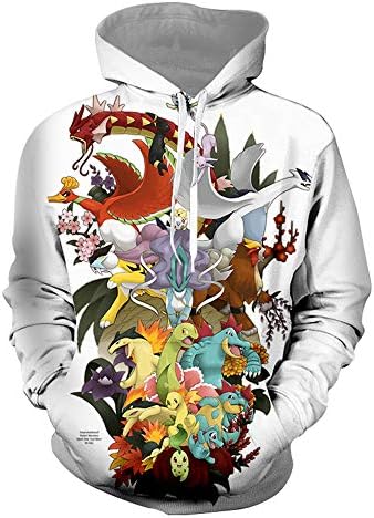 Oraycm Unisex Anime Cosplay 3D Print Hoodie Sweatshirt Jumper Casual Pullover Sweater Zipper Pokemon (XS-XXXL)
