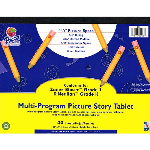 Pacon Corporation Pac2483 Picture Story Paper 40 Sht 12x9 5/8 In Rule Long