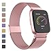 iGK Metal Replacement Bands Compatible for Fitbit Versa/Versa Lite Edition/Versa 2, Stainless Steel Loop Metal Mesh Bracelet Unique Magnet Lock Wristbands