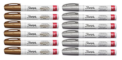 Sharpie Oil Based Paint Markers, Medium 12-Pack, 6 Gold and 6 Silver