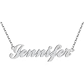 Dancing Wolf Silver Jennifer Name Necklace Initial Charm Nameplate Necklaces for Womens Birthday Friendship Jewelry Stainless Steel