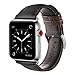 Apple Watch Band 42mm, OUHENG Retro Vintage Genuine Leather iWatch Strap Replacement for Apple Watch Series 3 Series 2 Series 1, Dark Brown with Silver Adapter