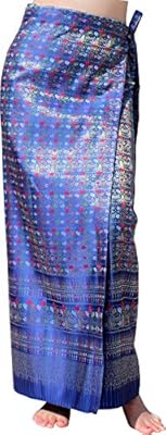 RaanPahMuang Brand Full Star Line Motif Thailand Silk Wrap Skirt Thai Formal Sarong