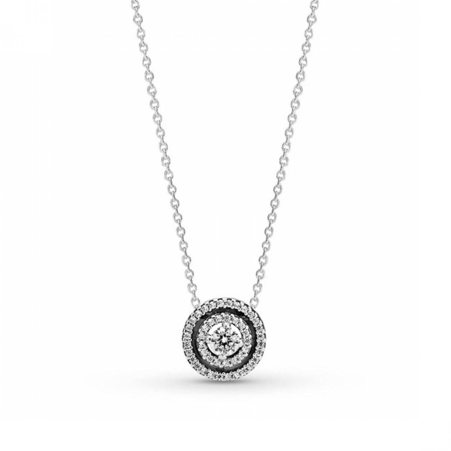 Pandora Timeless Sparkling Double Halo Sterling silver collier with clear cubic zirconia