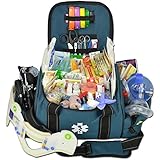 Lightning X Deluxe Stocked Large EMT First Aid Trauma Bag Fill Kit w/Emergency Medical Supplies (Navy Blue)