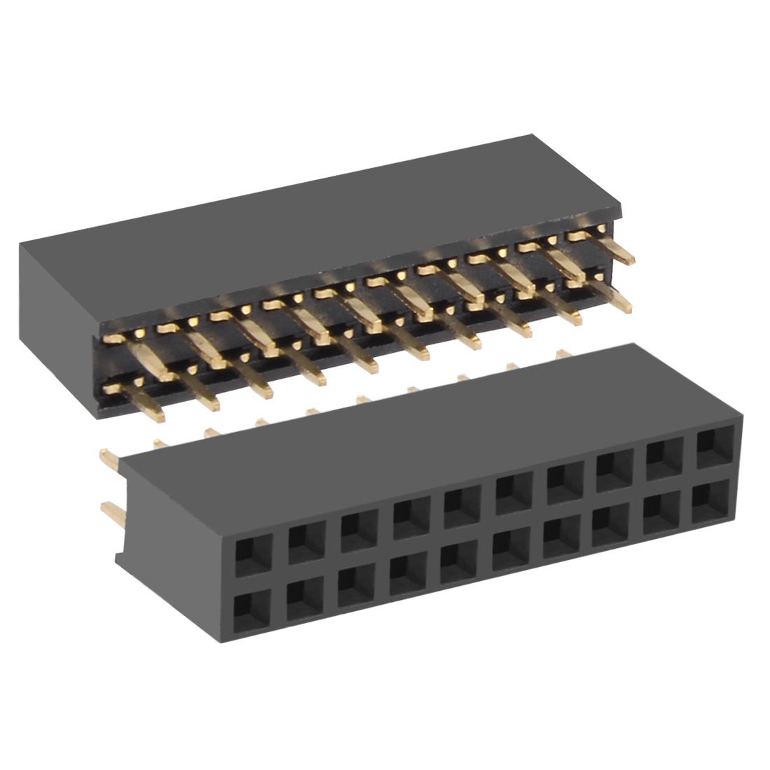 sourcing map 50Pcs 2.54mm Pitch 2x10-Pin Double Row Straight Connector Female Pin Header Strip PCB Board Socket