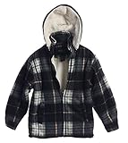 Gioberti Boys Flannel Jacket with Sherpa Lining, Removable Hood