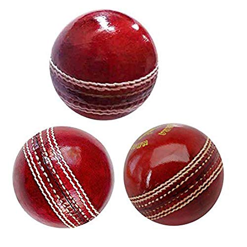 AnNafi Red Cricket Ball | Red Leather Cricket Balls for Practice Grade A Hand Stitched | Senior Official Hard & Seasoned | No Stamp for Indoor & Outdoor Practice & Training Cricket Ball (3)