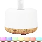 500ml Premium Essential Oil Diffuser,Quiet 4-in-1 Ultrasonic Aromatherapy Humidifier,7 Color LED Lights,with Adjustable Automatic Timer Off Function and Spray Mode. (Light Woodgrain,Classic Model)