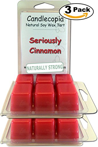 CandlecopiaSeriously Cinnamon Strongly Scented Hand Poured Vegan Wax Melts, 18 Scented Wax Cubes, 9.6 Ounces in 3 x 6-Packs