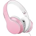 LORELEI X6 Over-Ear Headphones with Microphone, Lightweight Foldable & Portable Stereo Bass Headphones with 1.45M No-Tangle, 