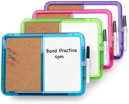(2 PACK)TOP QUALITY Loyalty-Memo Board W/Marker, Combo board surface half cork and half dry-erase Push Pins Included 8.25" X 11.25 Inches (2-Pack)