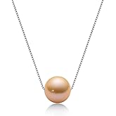 DENGGUANG Pearl Necklaces for Women Floating Single Freshwater Pearl Pendant Necklaces with Sterling Silver 18 inch Chain Pearl Jewelry Gifts for Her 8-9mm White/Pink/Purple