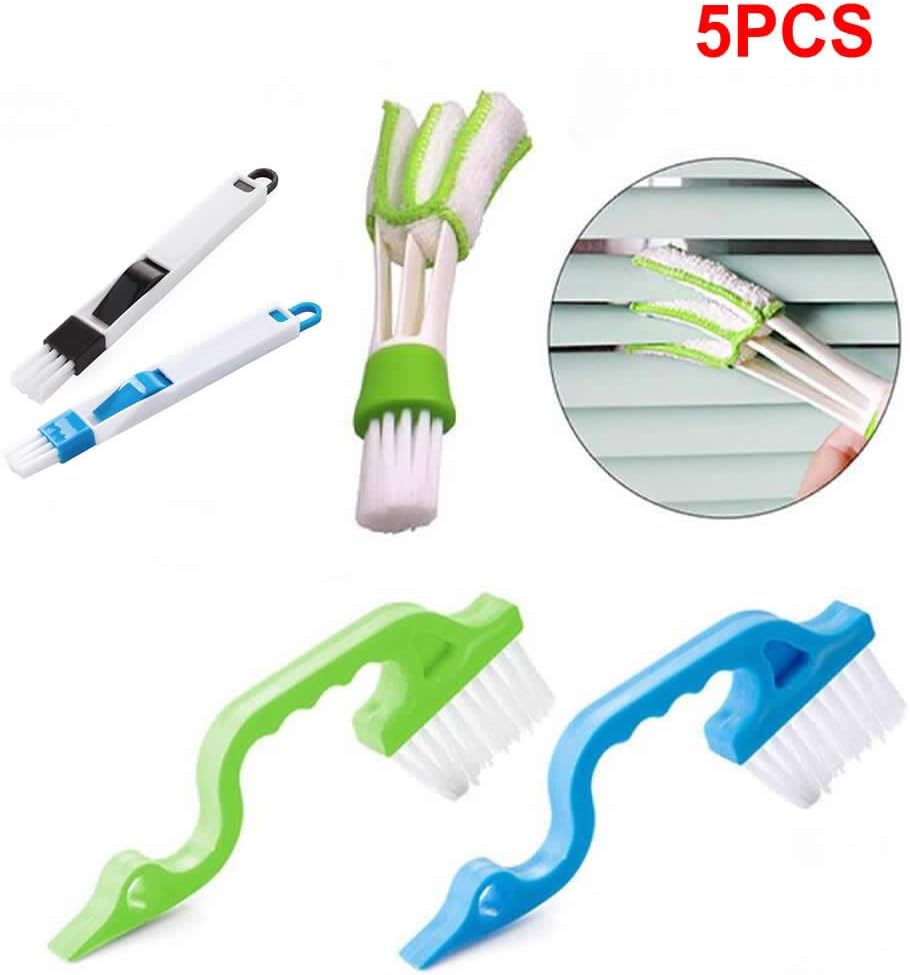 Nenluny Window Or Sliding Door Track Cleaning Brush Curtain Dust Collector 2 in 1 Window Sill Cleaner Hand Slot Clearance Package Total 5PCS