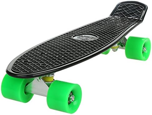 Acazon Cruiser Skateboard Mini Complete Classic Retro Style Plastic Skate Board for Kids Boys Girls Youths Beginners (US STOCK) (Black+Green)