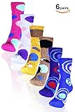 Basico -Valentine's Day Gift - Soft Warm Microfiber Fuzzy Winter Socks Crew 6 Pairs (Dots & Swirl C)