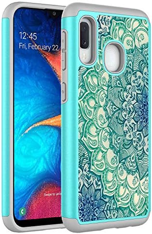 Samsung Galaxy A50 Case, Onyxii Hybrid Dual Layer Graphic PU Leather Colorful TPU Fashion Protective Cover Armor Case for Samsung Galaxy A50 (Green Mandala)