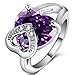 FENDINA Womens Jewelry Elegant Wedding Engagement Bands Ring Heart Amethyst Promise Rings for Her - 18K White Gold Plated - Luxurious Series-FR795, Size 9