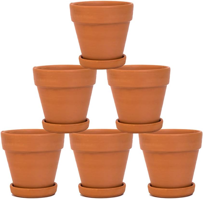 YXMYH 5 inches Terra Cotta Pots with Saucer- 6-Pack Large Terracotta Pots Clay Pots 5'' Clay Ceramic Pottery Planter Cactus Flower Pots Succulent Pot Drainage Hole- Great for Plants,Crafts