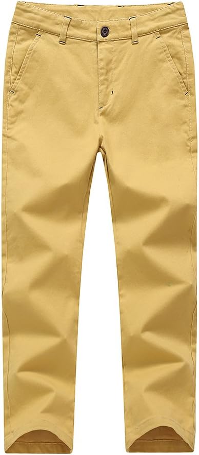 KID1234Kids Trouser Boys Chino Cotton School Trousers Adjustable Waist Formal Trouser Pants for Boy 4-14 Years