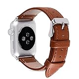 5 Colors for Apple Watch Bands 38mm and 42mm, Fullmosa Jan Calf Leather Replacement Band/Strap for Apple Watch Series 3, iWatch Series 3, Series 2, Series 1, Sport 2015 2016 2017, 42mm Brown