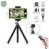 Phone Tripod, Sellemer Flexible and Adjustable Tripod Bluetooth Camera Remote for iPhone X 8 7 Plus 6S 6 5s 5 SE, Galaxy S8 S7 S6 Edge and Gopro Hero/ Akaso EK7000 Action Camera (tripod)