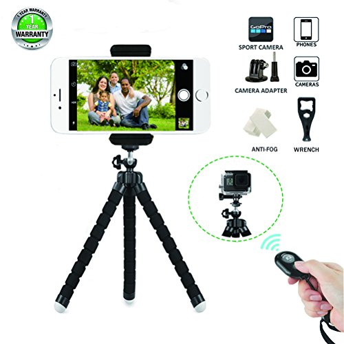 Phone-Tripod-Sellemer-Flexible-and-Adjustable-Tripod-Bluetooth-Camera-Remote-for-iPhone-X-8-7-Plus-6S-6-5s-5-SE-Galaxy-S8-S7-S6-Edge-and-Gopro-Hero-Akaso-EK7000-Action-Camera-tripod