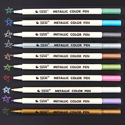 Metallic Marker Pens,Set of 10 Colors,Metallic Color Painting Marker For Card Making,DIY Photo Album(Round Tip)