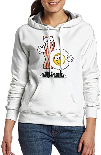 Kawerfgd Bacon and Eggs Men's Geek Long Sleeve Hoodies XL White