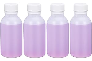 UMETASS 4oz/120ml Plastic Food Grade Storage Bottles, Wide Mouth HDPE Chemical Reagent Sample Bottle Liquid Containers with Sealed Caps (Translucent, 4 Pcs)