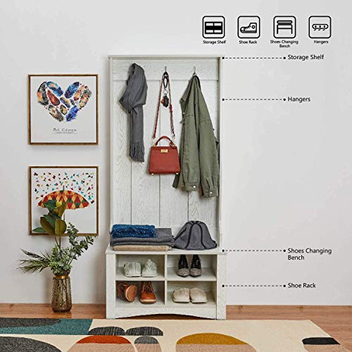Itaar 70'' Hall Tree with Storage Bench and Coat Rack, Entryway Bench