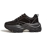 LUCKY STEP Women Chunky Platform Dad Colorblock White Neon Green Fuchsia Hologram Silver Casual Lace-Up Walking Sneakers