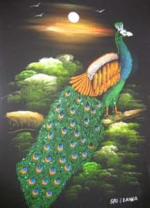 Amazon.com: Sri Lanka Peacock Velvet Fabric Glitter Art Work Wall