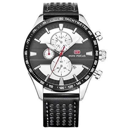 Mini Focus Fashion Men Watch Casual Quartz Watch, Chronograph Calendar Waterproof Genunie Leather Watch MF0002G.03