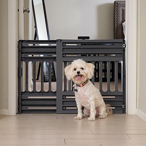 IRIS USA Puerta para Perros de 61.0 cm a 99.1 cm, de Plástico para Interiores, Extensible Y Portátil para Umbrales de Puertas, de 63.5 cm Ae Al, Gris