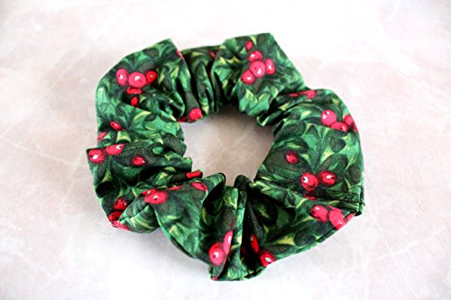 Joyous Christmas Holly Berries Hair Scrunchie 100% Cotton Joyous Christmas Holly Berries Hair Scrunchie 100% Cotton