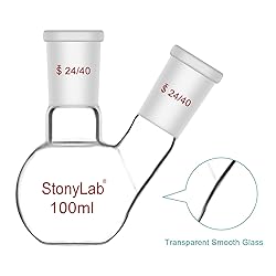 stonylab Flat Bottom Flask FBF, Heavy Wall 2-Neck