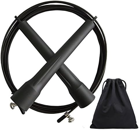 Premium Jump Rope – Perfect for Boxing, MMA, WOD’s, Cardio, Exercise &amp; Fitness – Easy Adjustable Cable (Black)