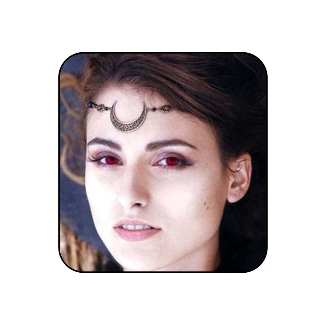 Jovono Boho Head Chain with Water Droplets and Hollow-out Decorative Pattern Headpiece Fashion Hair Accesories for Women and Girls (Silver+Blue)