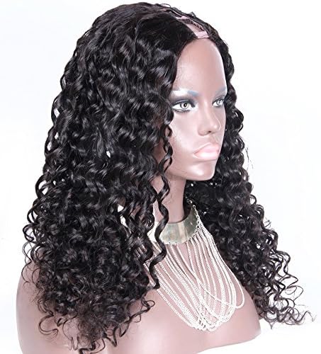 Addcolo 150% Density Curly U Part Wig For Black Women Brazilian Hair Upart Wig Curly 1.5x4 Middle Part Natural Color 22Inch