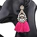 DDLBiz Women Fashion Bohemian Earrings Long Tassel Fringe Dangle Earrings Jewelry (Style2 Hot Pink)