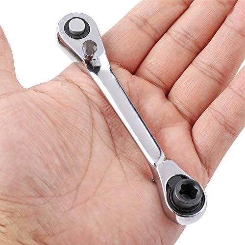 HESDEL Socket Ratchet Wrench Mini 1/4inch Double Ended Quick Rod Screwdriver Bit Tool