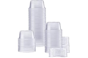 GUSTO [2 oz. - 100 Count] Clear Disposable Portion Cups with Lids - Soufflé Containers, Jello Shot Cups With Lids, Clear Cont