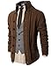 H2H Mens Casual Stand Collar Cable Knitted Button Down Cardigan Sweater