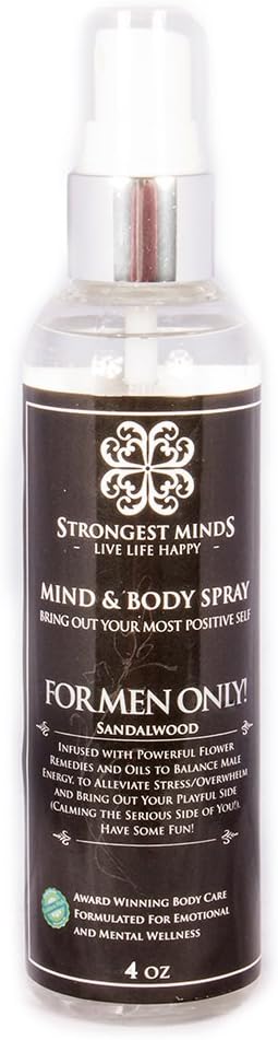 Mind & Body Mist for Men Only - Powerful Wellness Sandalwood Spray | Relax, Have More Fun| 100% Organic Aromatherapy Spray for Natural Calm, Male Self Balance, Stress Relief, Anti Anxiety, Life Focus