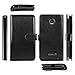 NEXTKIN Case Compatible with Motorola Moto Z Force Droid Edition / Z2 Force, Leather Dual Wallet TPU Cover, 2 Large Pockets Double Flap, Multi Card Slots Snap Button Strap for Moto Z Force - Black