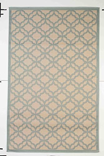 Outdoor Mats Flat weave Indoor Outdoor Rugs with Contemporary Festival Design Area Rugs Patio Rug Flooring Carpets (2x3-1'11''x3'7'', Light Blue)