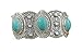 SunIfSnow Retro Silver Carved Oval Turquoise Six Rhinestone Wide Bracelet
