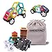 AMOSTING Magnetic Tiles Building Block Educational Toys for Toddlers with Car Wheels
