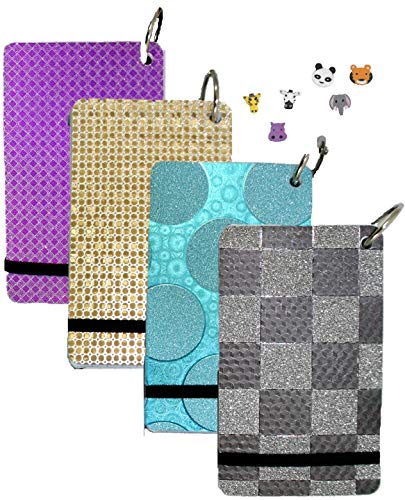 4 PACK Glitter cute Ruled Index Cards with binder and ring 3 x 5" Inches 75 Sheets each one and 3 erasers Bundle